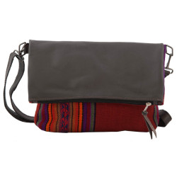Leather Shoulder Bag with Andean textile