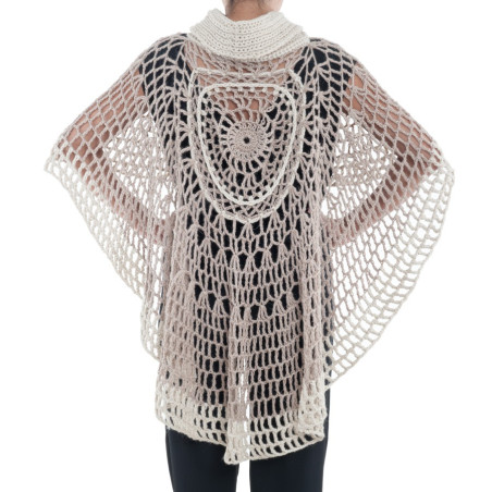 Crocheted alpaca yarn poncho