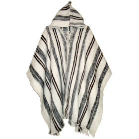 "Huayna" Stripped Poncho with hood - Pure Wool