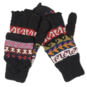 Patterned fingerless gloves - Size M - Black