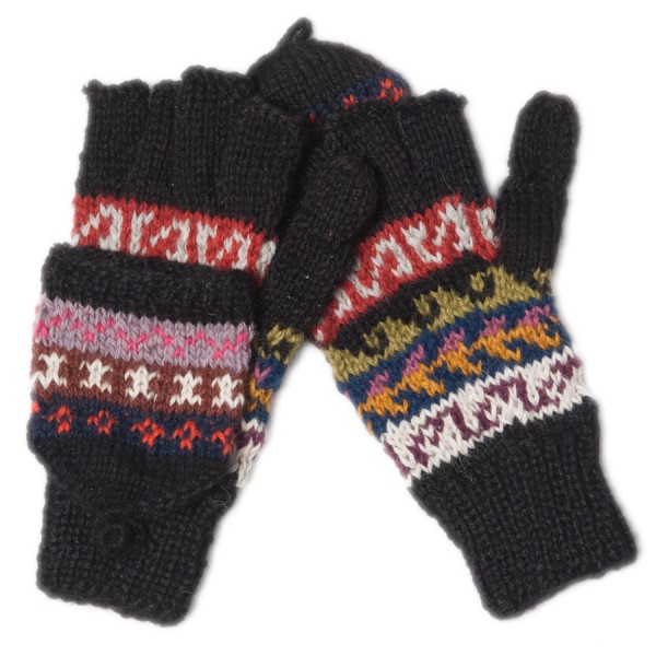 Patterned fingerless gloves - Size M - Black
