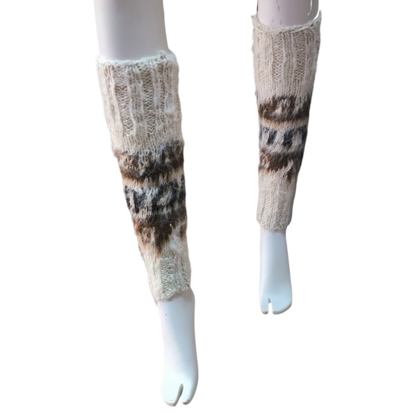 Combed Legwarmers - Natural Llama Wool