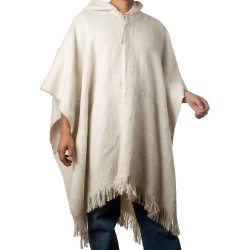 Rustic hooded Poncho - Alpaca Wool